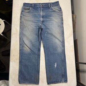 Vintage Roebucks Mens llue Denim Faded Jeans Pants Size 36x26 Distressed